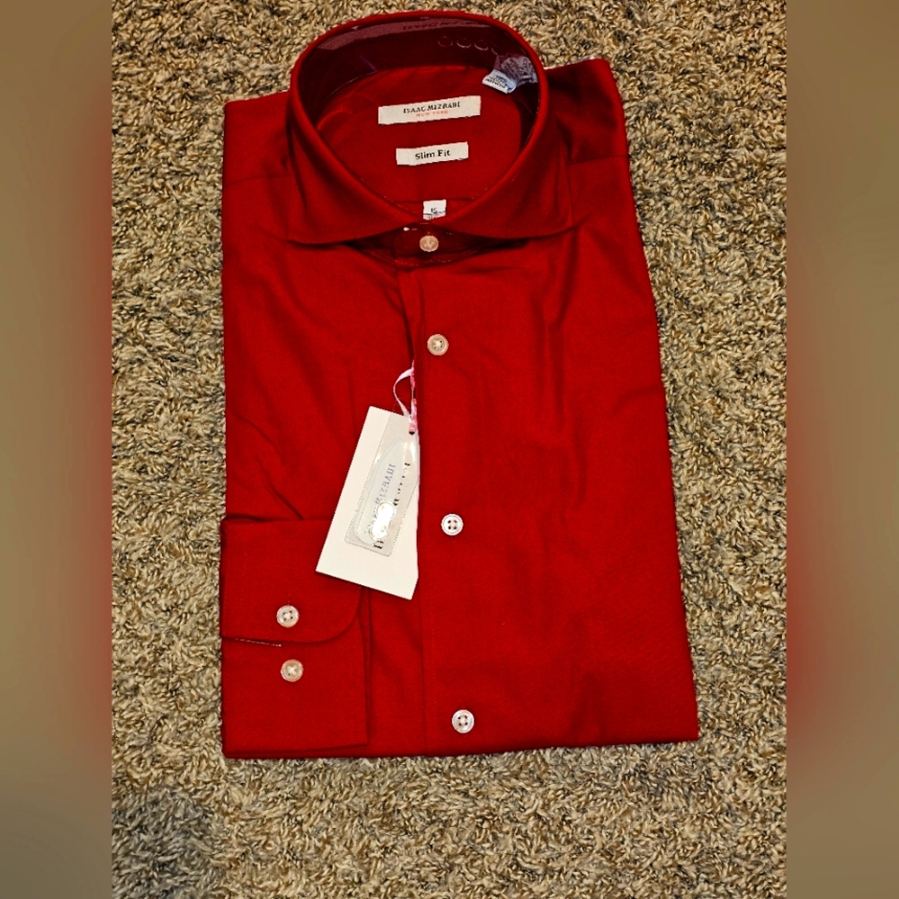 Isaac Mizrahi Dress Shirt (Crimson), 15 32/33, Nwt